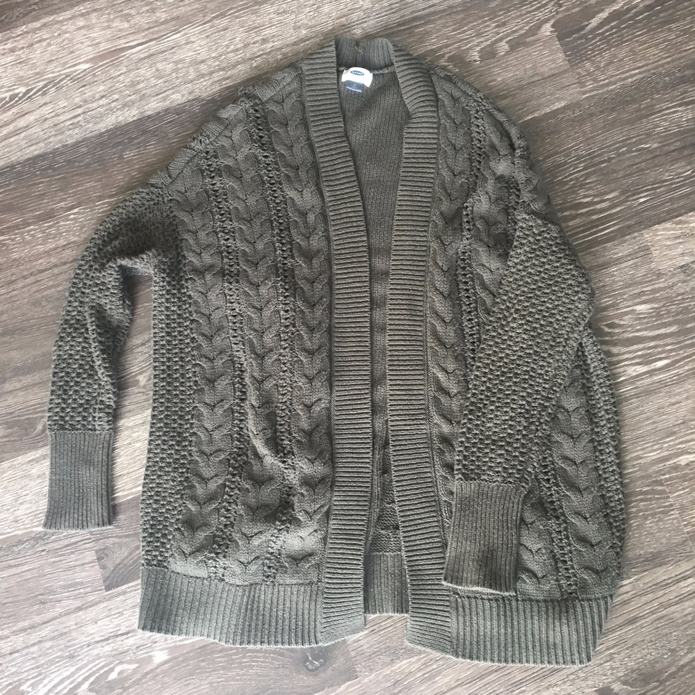 WOMEN'S GREEN KNIT CARDIGAN